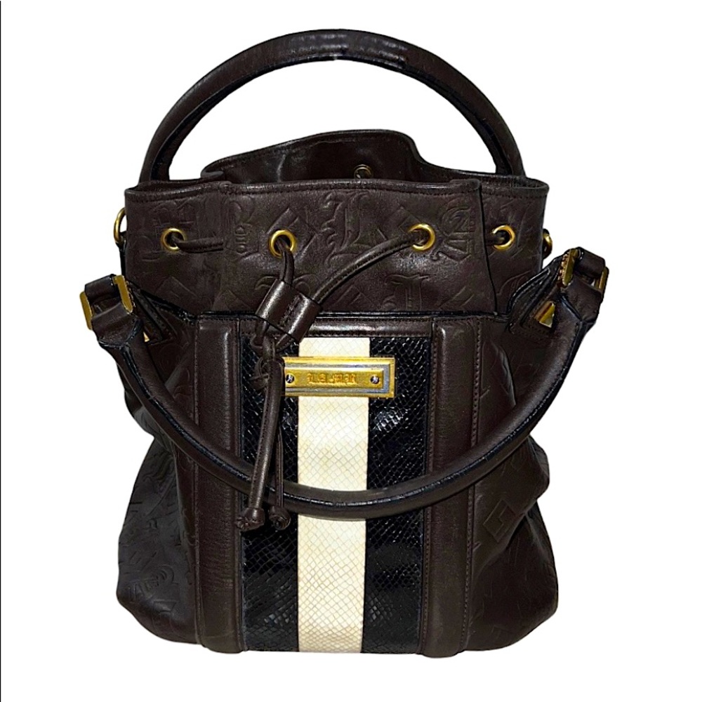 vintage L.A.M.B purse Brown Leather Gwen Stefani Monogram LAMB Satchel Bag
